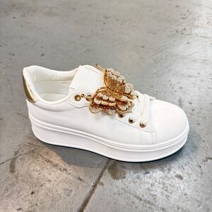 Women's Chunky Fashion Sneakers Platform Rhinestone Butterfly Casual Shoes 3007
